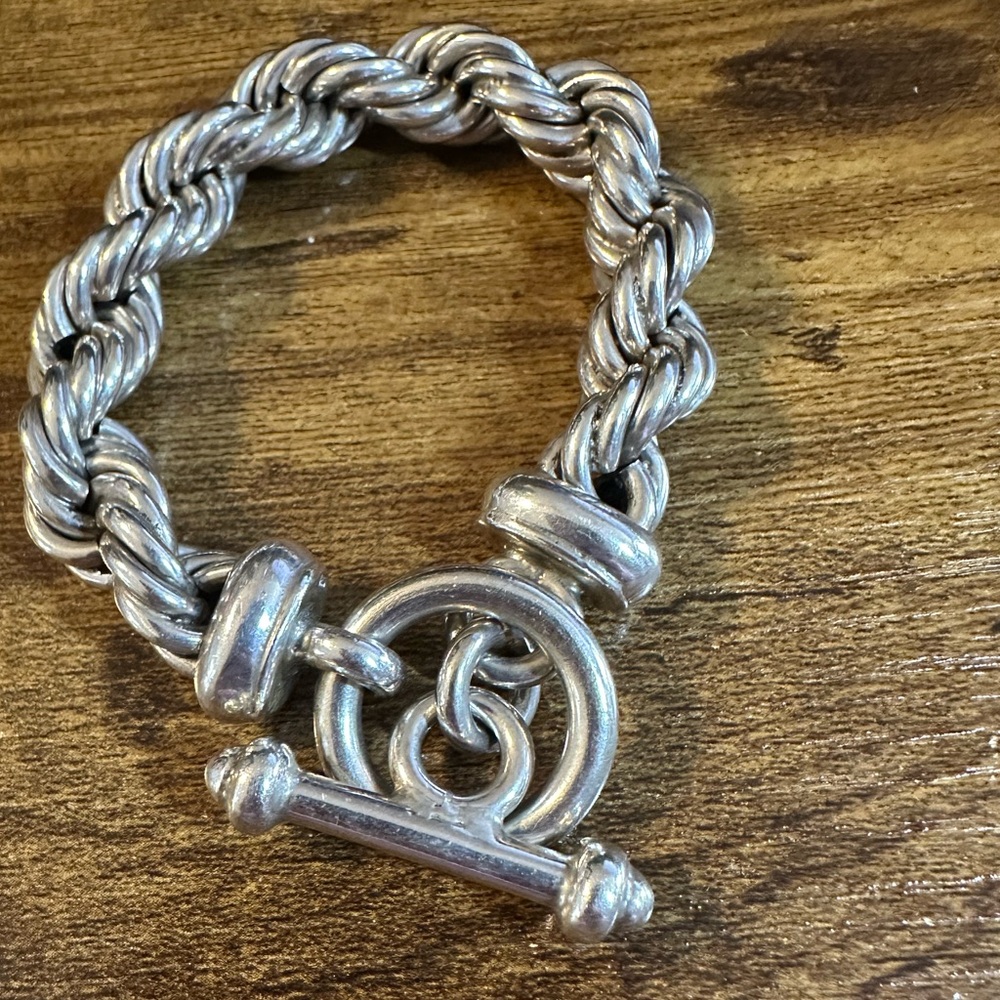 Pure .925 Sterling Silver Rope Chain Bracelet very heavy! Size medium.